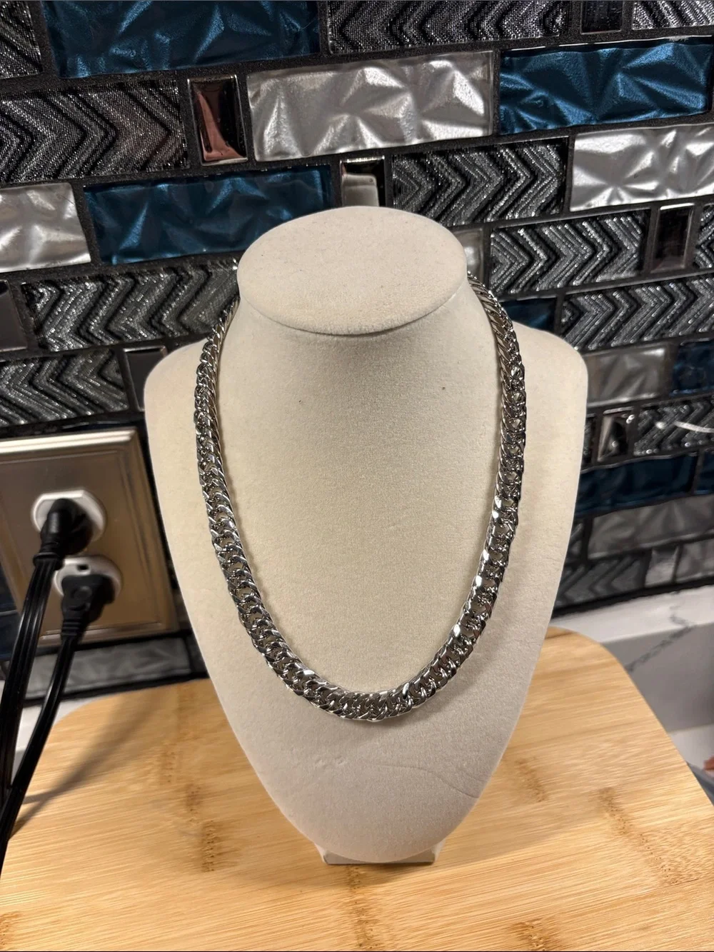 Men's Polished Silver Curb Chain Necklace - Classic Stainless Finish